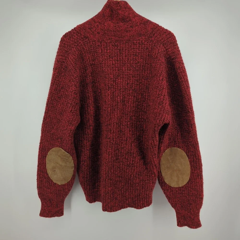 Vintage 90s American Eagle Wool Blend Sweater Men L Red Cable Knit Crew Neck USA